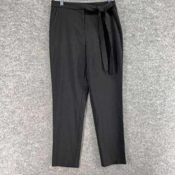 Mosaic & Co Dress Pants Women M Medium Black High Rise Flat Front Skinny Belted - Picture 4 of 10